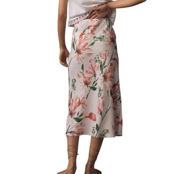 NEW ANTHROPOLOGIE Womens Midi Skirt Pink The Tilda Slip Floral Print Size XS - Picture 4 of 13